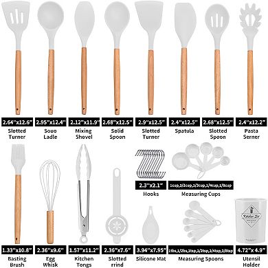 34pcs Kitchen Silicone Cookware Set, Silicone Cooking Kitchen Utensils Set Nonstick Cookware