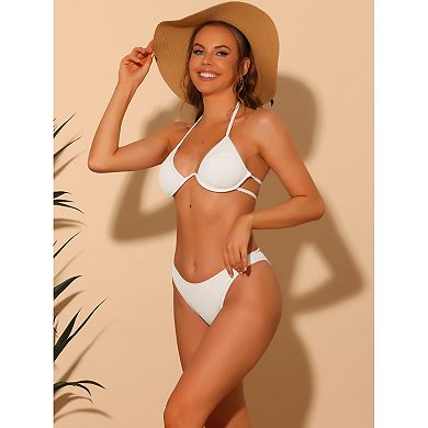 Women's Bikini Sets Two Piece Double Tie Back Triangle Bottoms Swimwear Suit