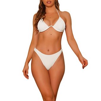 Women's Bikini Sets Two Piece Double Tie Back Triangle Bottoms Swimwear Suit