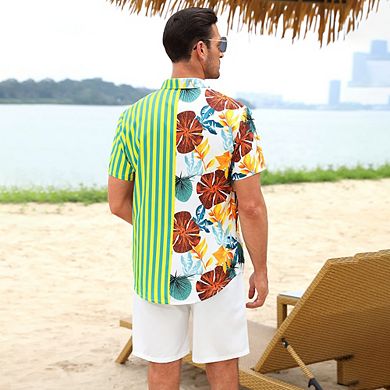 Men's Hawaiian Shirt 2 Pieces Sets Floral Short Sleeve Shirts And Shorts Summer Beach Outfits