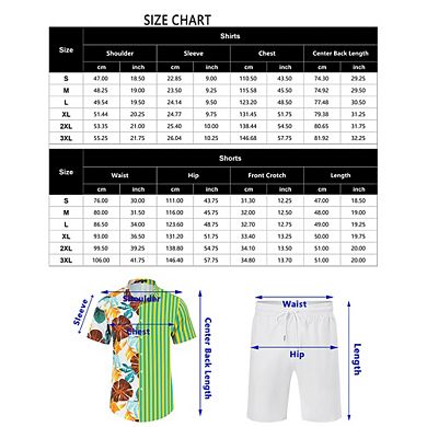 Men's Hawaiian Shirt 2 Pieces Sets Floral Short Sleeve Shirts And Shorts Summer Beach Outfits