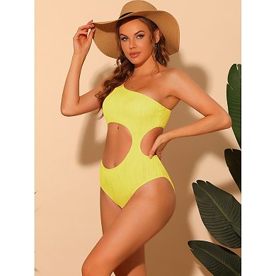 Women's Asymmetric One Piece Swimsuit Waist Cutout Swimwear Monokini