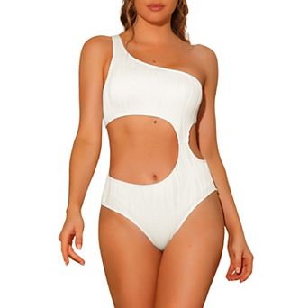 Women's Asymmetric One Piece Swimsuit Waist Cutout Swimwear Monokini