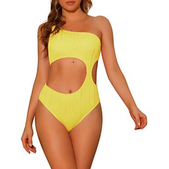 Women's Asymmetric One Piece Swimsuit Waist Cutout Swimwear Monokini
