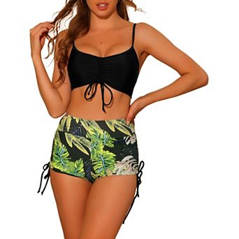 Women's 2 pc Push-Up Bikini Top High Waist Shorts Swimwear Set