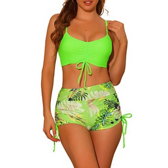 Women's 2 pc Push-Up Bikini Top High Waist Shorts Swimwear Set
