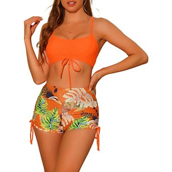 Women's 2 pc Push-Up Bikini Top High Waist Shorts Swimwear Set