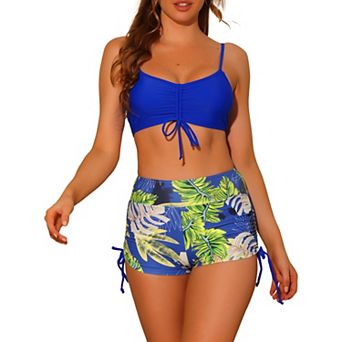 Women's 2 pc Push-Up Bikini Top High Waist Shorts Swimwear Set