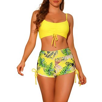 Women's 2 pc Push-Up Bikini Top High Waist Shorts Swimwear Set
