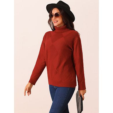Women's Turtleneck Sweater Long Sleeve Knitted Pullover Fall Winter Basic Jumper Top