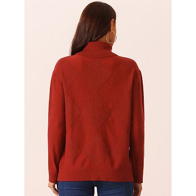 Women's Turtleneck Sweater Long Sleeve Knitted Pullover Fall Winter Basic Jumper Top