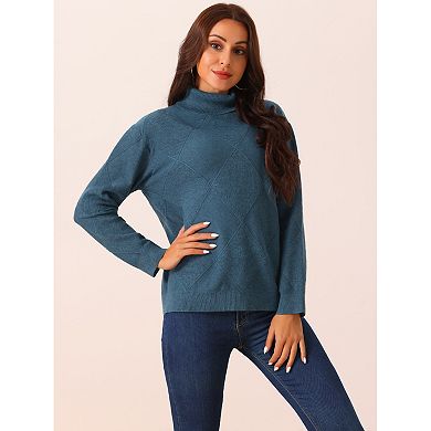 Women's Turtleneck Sweater Long Sleeve Knitted Pullover Fall Winter Basic Jumper Top