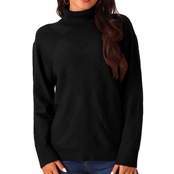 Women's Turtleneck Sweater Long Sleeve Knitted Pullover Fall Winter Basic Jumper Top