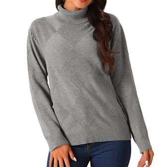 Women's Turtleneck Sweater Long Sleeve Knitted Pullover Fall Winter Basic Jumper Top