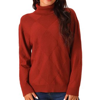 Women's Turtleneck Sweater Long Sleeve Knitted Pullover Fall Winter Basic Jumper Top