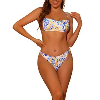Women's Bandeau Bikini Two Piece Sets Lace Up Adjustable Bathing Suit Swimsuit Swimwear