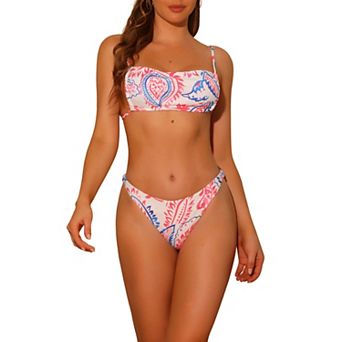 Women's Bandeau Bikini Two Piece Sets Lace Up Adjustable Bathing Suit Swimsuit Swimwear
