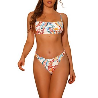 Women's Bandeau Bikini Two Piece Sets Lace Up Adjustable Bathing Suit Swimsuit Swimwear