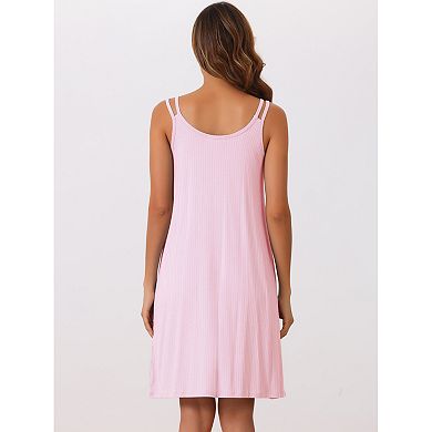 Women's Sleeveless Pajama Dress Chemise Nighties Knee Length Nightshirts Camisole Nightgowns