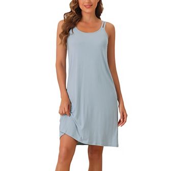 Womens Sleeveless Pajama Dress Chemise Nighties Knee Length Nightshirts Camisole Nightgowns