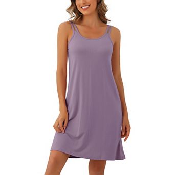 Women's Sleeveless Pajama Dress Chemise Nighties Knee Length Nightshirts Camisole Nightgowns