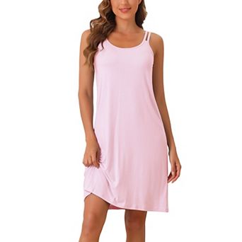 Womens Sleeveless Pajama Dress Chemise Nighties Knee Length Nightshirts Camisole Nightgowns