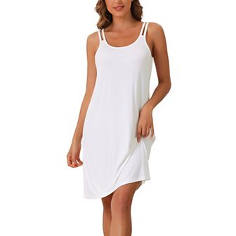 Women's Sleeveless Pajama Dress Chemise Nighties Knee Length Nightshirts Camisole Nightgowns