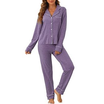 Women's Pajama Sets Long Sleeve Button Down Sleepwear Nightwear Casual Pjs Lounge Sets