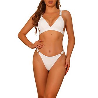 Women's 2 pc Bikini Set Adjustable Straps Back Clasp Triangle Bottoms Swimwear