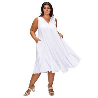 Plus Size Simone Sleeveless Pocket Flare Dress