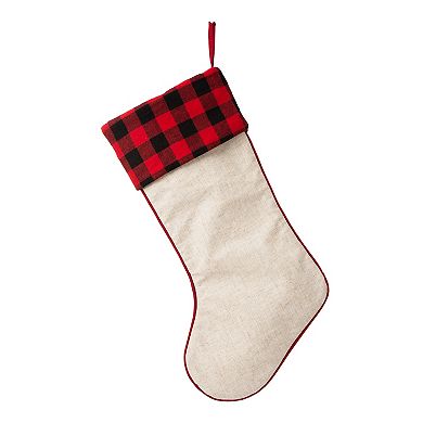Glitzhome 21"l Led Embroidered Linen Christmas Stocking
