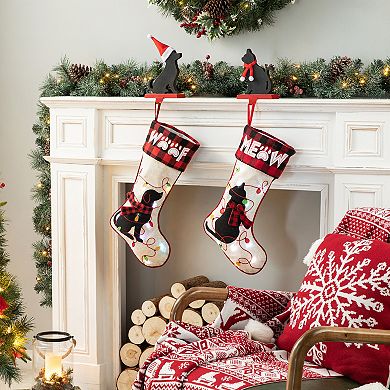 Glitzhome 21"l Led Embroidered Linen Christmas Stocking