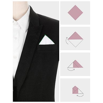 Cotton Contrast Solid Color White Pocket Squares For Men Tuxedo