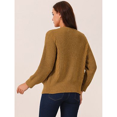 Women's Sweater Cardigan Open Front Long Sleeve Knitted Casual Cardigan with Pockets