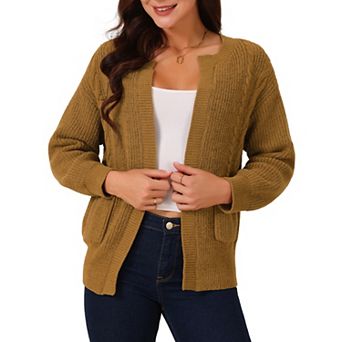 Women's Sweater Cardigan Open Front Long Sleeve Knitted Casual Cardigan With Pockets