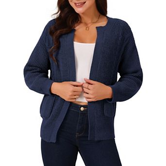 Women's Sweater Cardigan Open Front Long Sleeve Knitted Casual Cardigan With Pockets