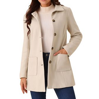 Women's Winter Overcoat Mid-long Casual Notch Lapel Single-breasted Peacoat
