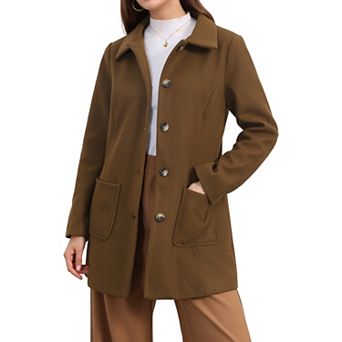 Women's Winter Overcoat Mid-Long Casual Notch Lapel Single-Breasted Peacoat
