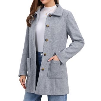 Women's Winter Overcoat Mid-Long Casual Notch Lapel Single-Breasted Peacoat