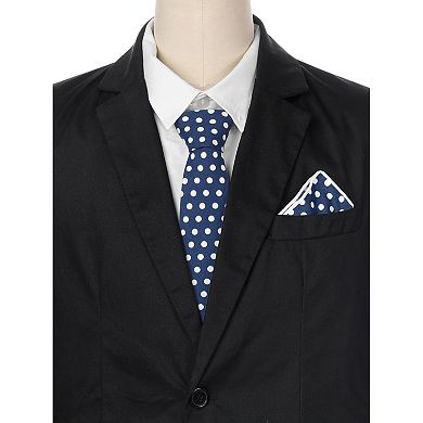 Men's Polka Dots Self-tied Neck Tie With Pocket Square Sets For Business Formal Suit