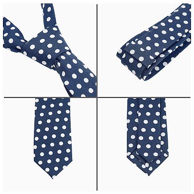 Men's Polka Dots Self-tied Neck Tie With Pocket Square Sets For Business Formal Suit