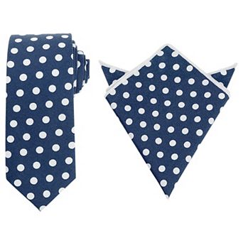 Men's Polka Dots Self-tied Neck Tie With Pocket Square Sets For Business Formal Suit