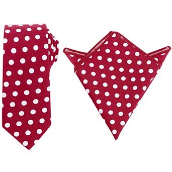 Men's Polka Dots Self-tied Neck Tie With Pocket Square Sets For Business Formal Suit