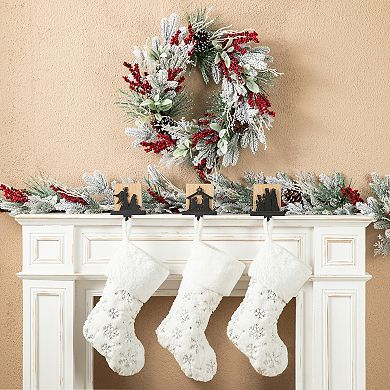 Glitzhome Set Of 3 Christmas Metal Nativity Scene Stocking Holder