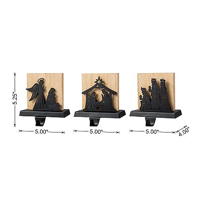 Glitzhome Set Of 3 Christmas Metal Nativity Scene Stocking Holder