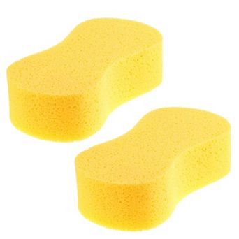 Yellow 8 Shape Wash Sponge Glass Windshield Washing Cleaning Pad Block 2 pc