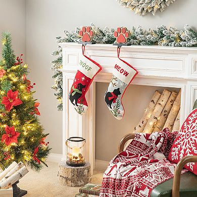 Glitzhome 2pk Exquisite Christmas Hooked Stocking, 20.00"l Hanging Stocking for Xmas Holiday