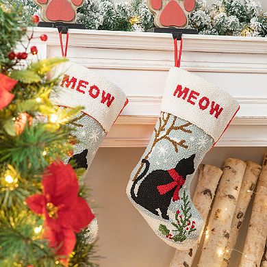 Glitzhome 2pk Exquisite Christmas Hooked Stocking, 20.00"l Hanging Stocking for Xmas Holiday