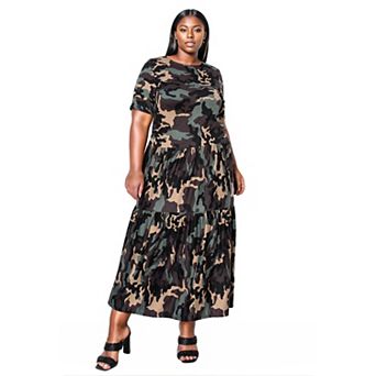 Plus Size Remi Camo Tiered Maxi Dress