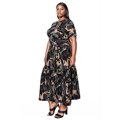 Plus Size Remi Camo Tiered Maxi Dress
